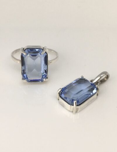 Juego anillo colgante piedra azul